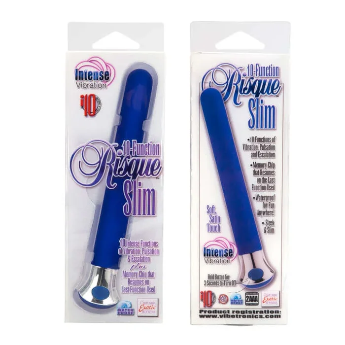 10-Function Risque Slim Blue Vibrator