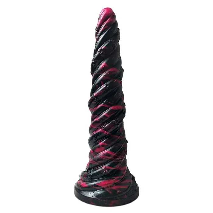 10 Inch Black Red Alien Tapered Textured Dildo