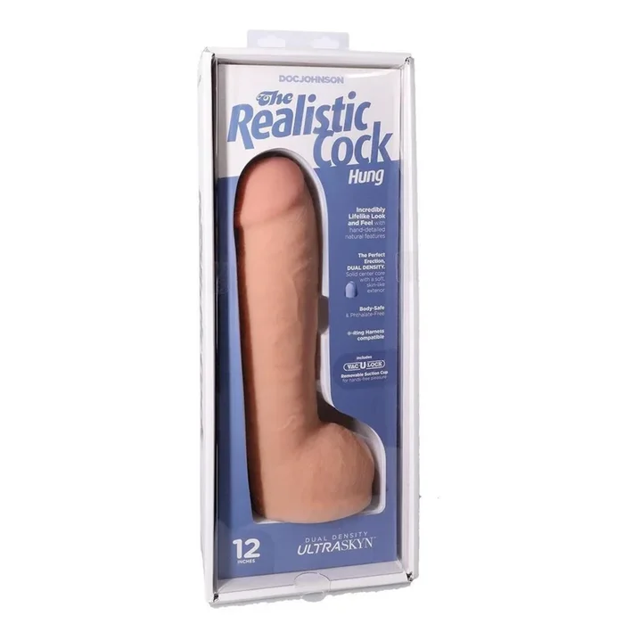 12 Inch Realistic Cock with Balls Ultraskyn Hung Dildo – Removable Vac-U-Lock Suction Cup