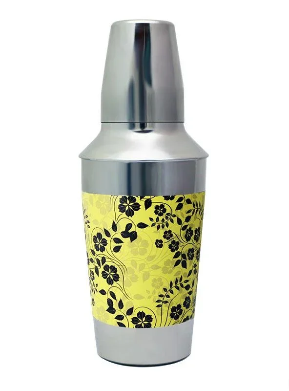 3 Piece Designer 16oz. Cocktail Shaker – Yellow Floral