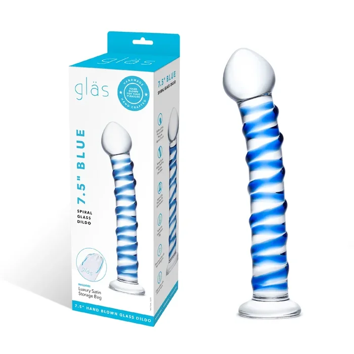 7.5″ Blue Spiral Glass Dildo