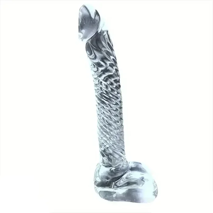 7 Inch Textured Curved G Spot Glass Dildo