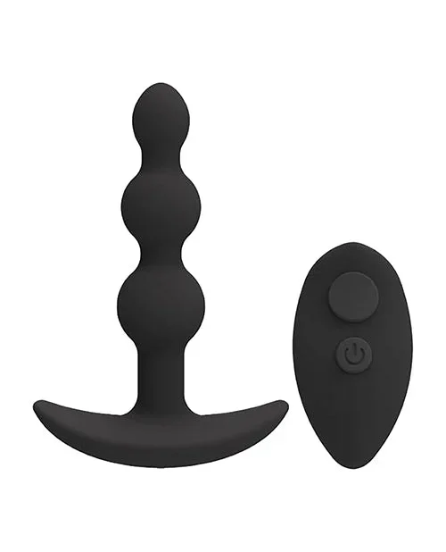 A Play Beaded Rechargeable Silicone Anal Plug w/Remote – Black