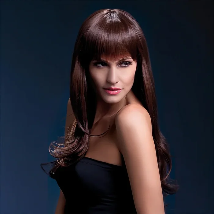Abell’a Brunette Bombshell 60cm Wavy Synthetic Wig With Bangs