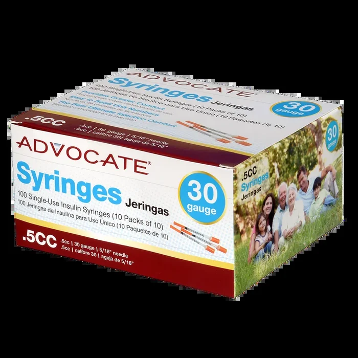 Advocate Insulin Syringes – 30G 1/2cc 5/16″- BX 100