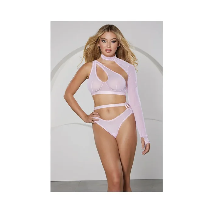 Allure Modern Muse Halter & Panty with Collar Sleeve Pink L – Hanging
