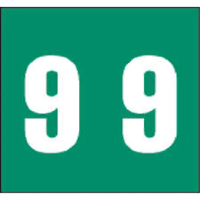 Ames Compatible Color Code Label Numeric ‘9″ 1 7/8″ X 1 7/8″ Green Mylar Permanent – 500 Per Roll