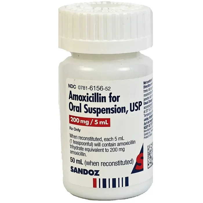 Amoxicillin for Oral Suspension 200 mg/5 mL 50 mL (Rx)