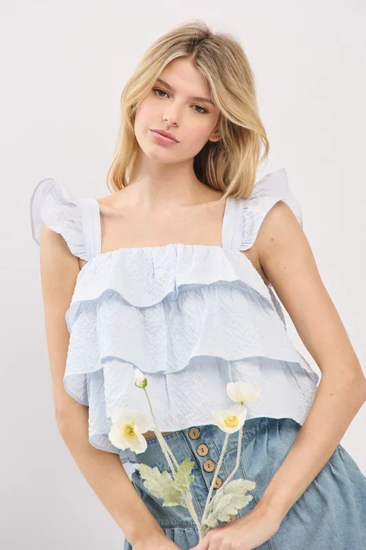 Baby Blue Ruffle Tiered Top