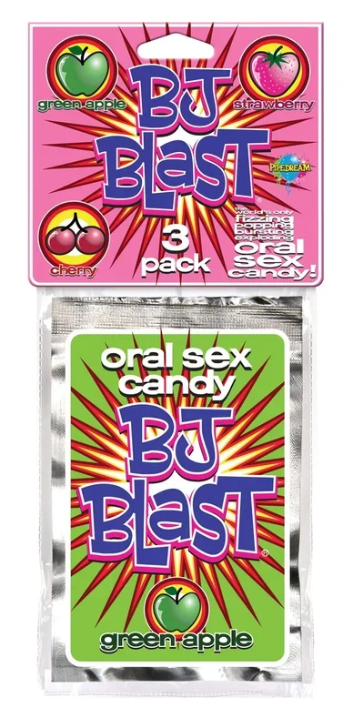 BJ Blast Oral Candy Trio: Exploding Oral Sensation with Cherry, Strawberry, & Green Apple