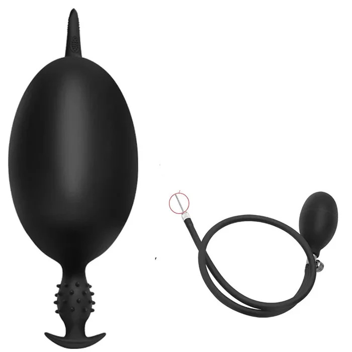 Black Slim Spiked Inflatable Butt Plug