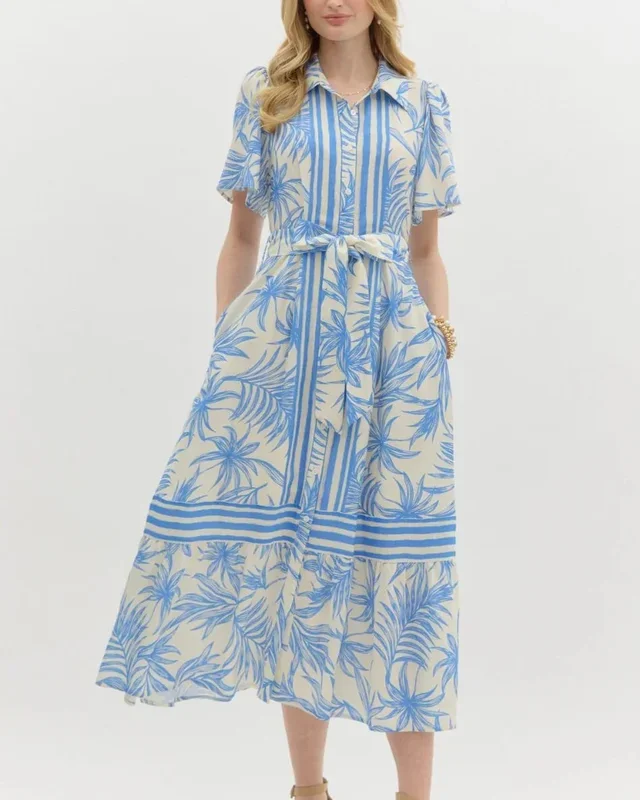 Blue Palms Midi Dress