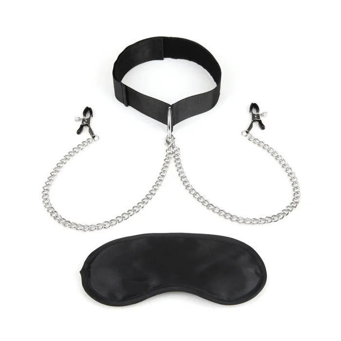 Bondage Collar With Nipple Clips