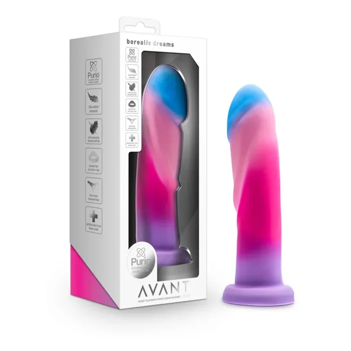 Borealis Dreams 7.75 in. Silicone Dildo – G-Spot & P-Spot Pleasure in Neon Cotton Candy
