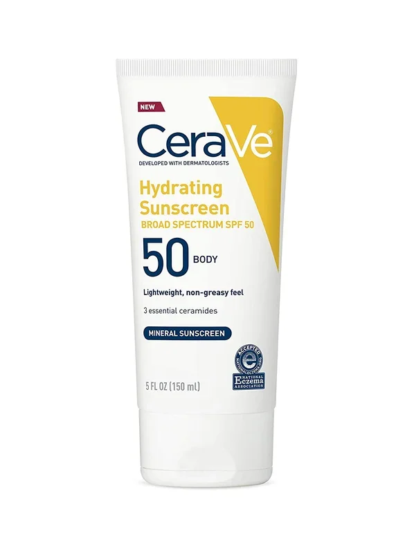 CeraVe 100% Mineral Sunscreen SPF 50 | Body Sunscreen with Zinc Oxide & Titanium Dioxide for Sensitive Skin
