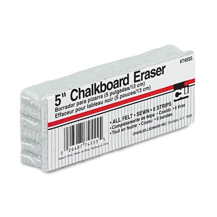 Charles Leonard® 5-Inch Chalkboard Eraser, 5″ x 2″ x 1″ (LEO74555) Each