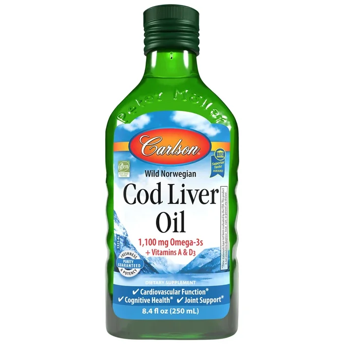 Cod Liver Oil – 1,100 mg Omega-3s + Vitamins A & D3, 250 mL