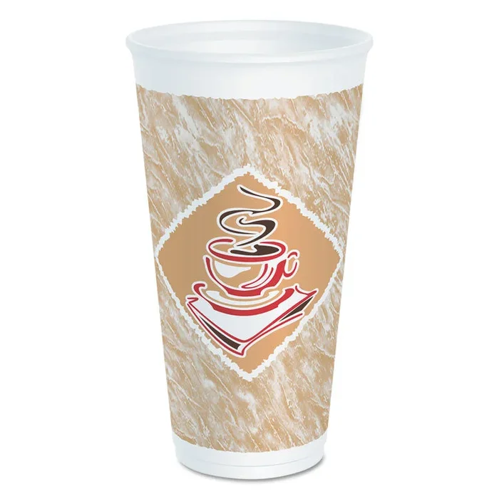 Dart® Cafe G Foam Hot/Cold Cups, 20 oz, Brown/Red/White, 20/Pack (DCC20X16GPK) Pack of 20