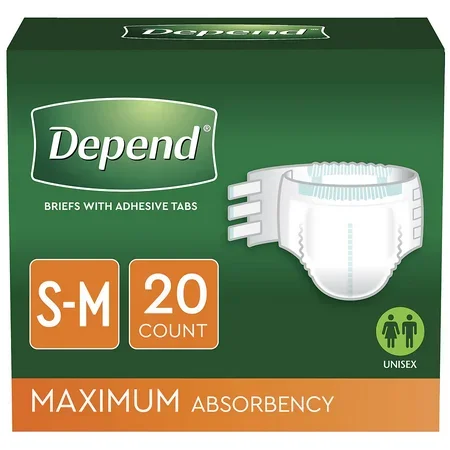 Depend Fitted Briefs Maximum Absorbency, Unisex, Small/Medium 20 count