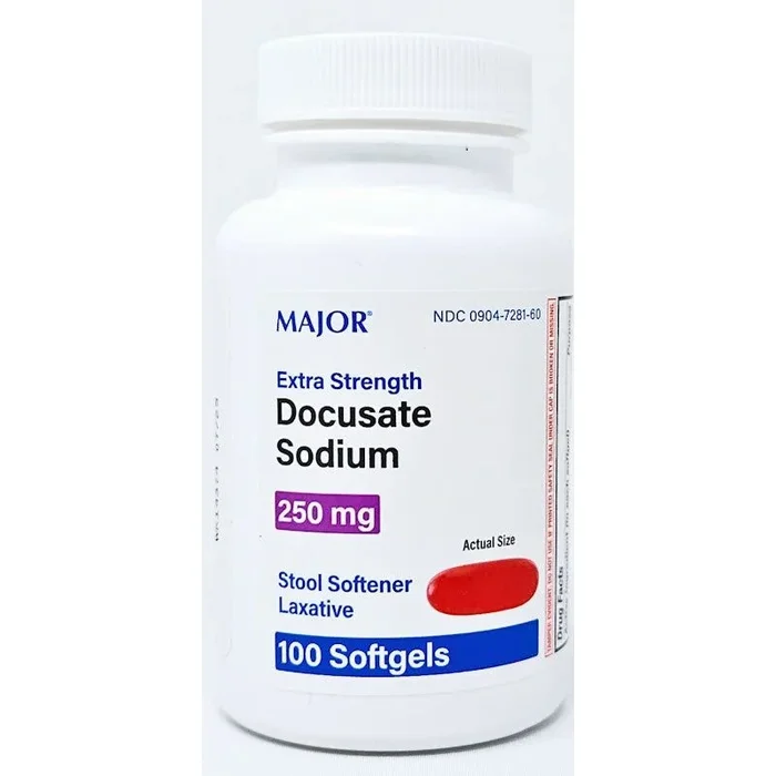 Docusate Sodium 250 mg, 100 Softgels by Major