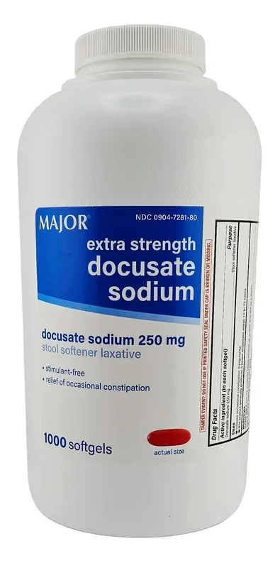 Docusate Sodium 250 mg, 1000 Softgels by Major