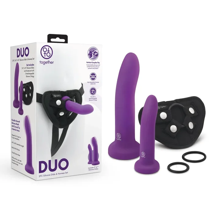 DUO 2PC 5.5″ & 7.75″ Silicone Dildo & Harness Set