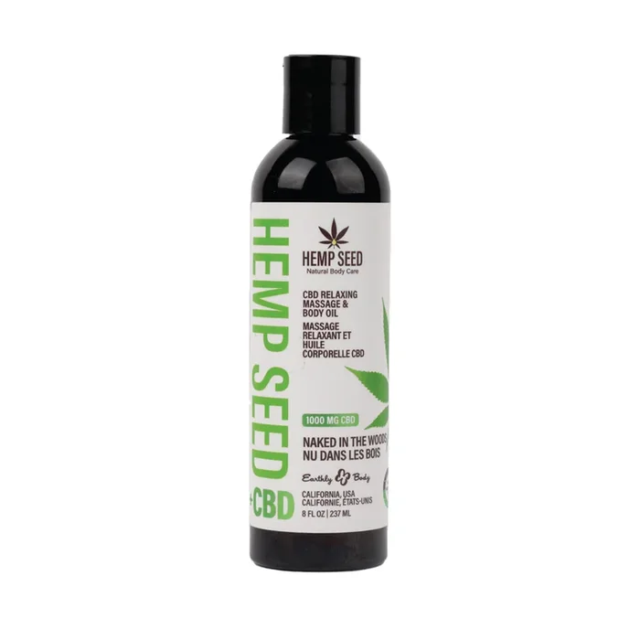 Earthly Body Hemp Seed CBD Relaxing Massage and Body Oil Naked in the Woods 8 oz.