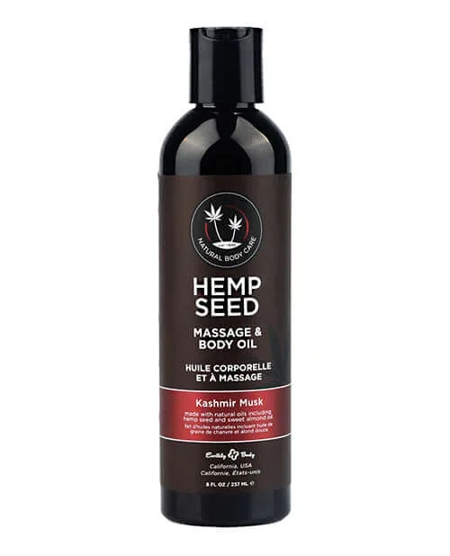 Earthly Body Hemp Seed Massage Body Oil Kashmir Musk 8 Oz