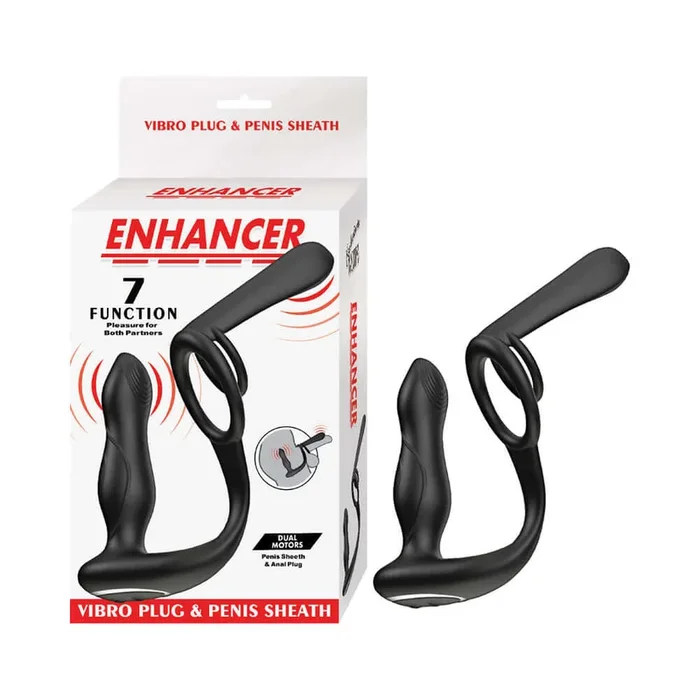 Enhancer Vibro Plug and Penis Sheath Black
