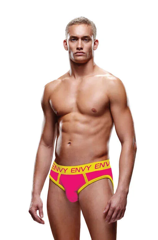 Envy Solid Jock Briefs Pink, Yellow M/L