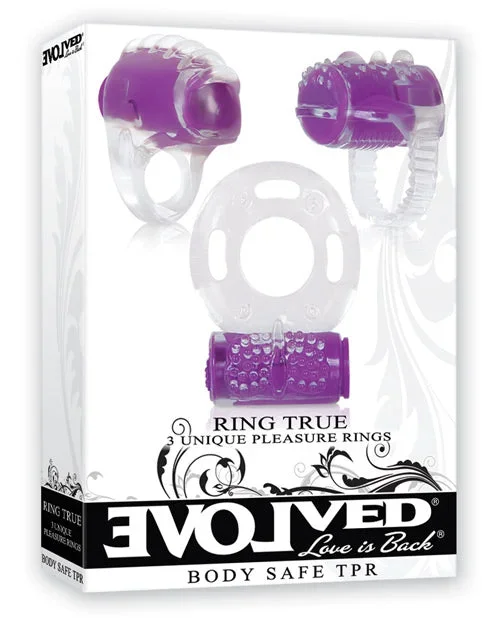 Evolved Ring True Unique Pleasure Rings Kit – 3 Pack Clear/Purple