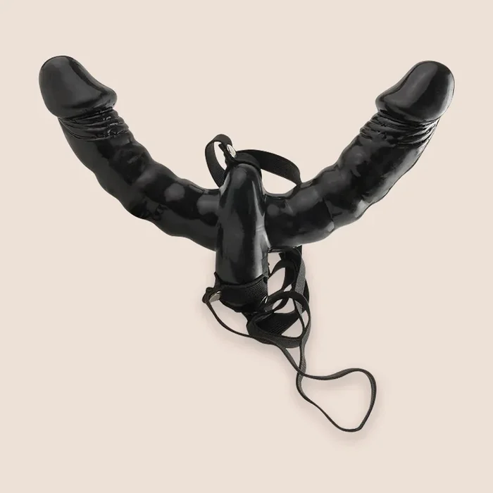 Fetish Fantasy Series Vibrating Double Delight Strap-On | comfortable elastic harness