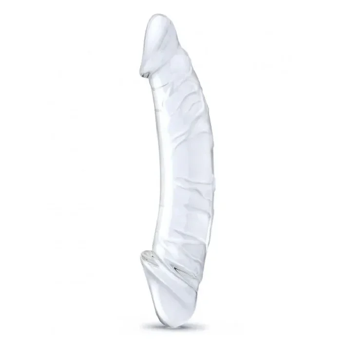 Glass 10 Inch Dual Ended Textured Clear Dildo