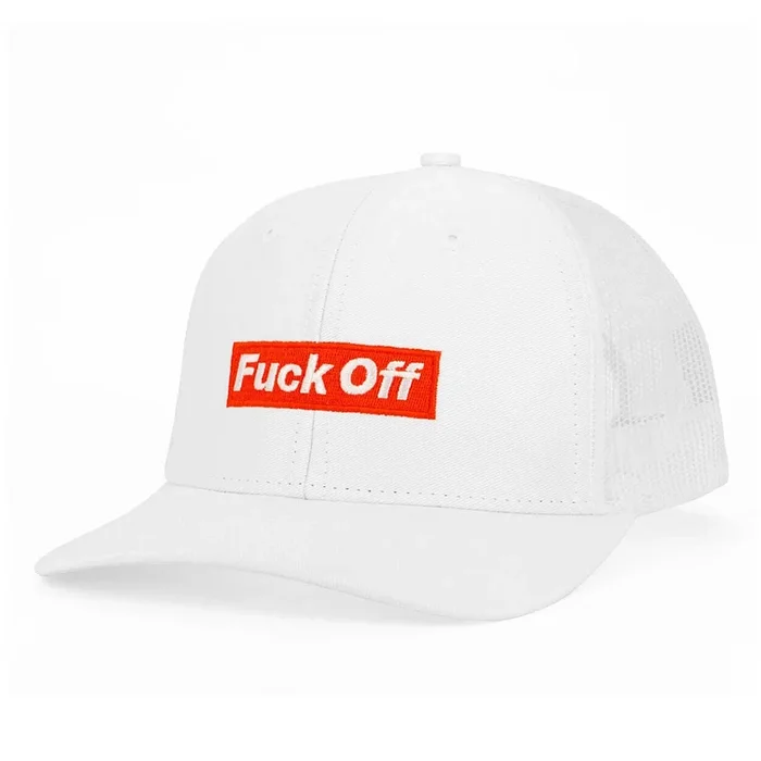 Hat Fuck Off White Red O/S