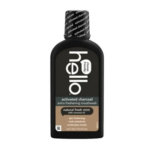 Hello Bello, Activated Charcoal Mouthwash Natural Fresh Mint, 16 Oz
