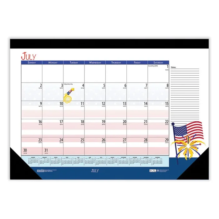 House of Doolittle™ Academic Year Recycled Desk Pad Calendar, Illustrated Seasons Artwork, 22 x 17, Black Binding, 12-Month (July-June):2025-2026 (HOD1395) Each