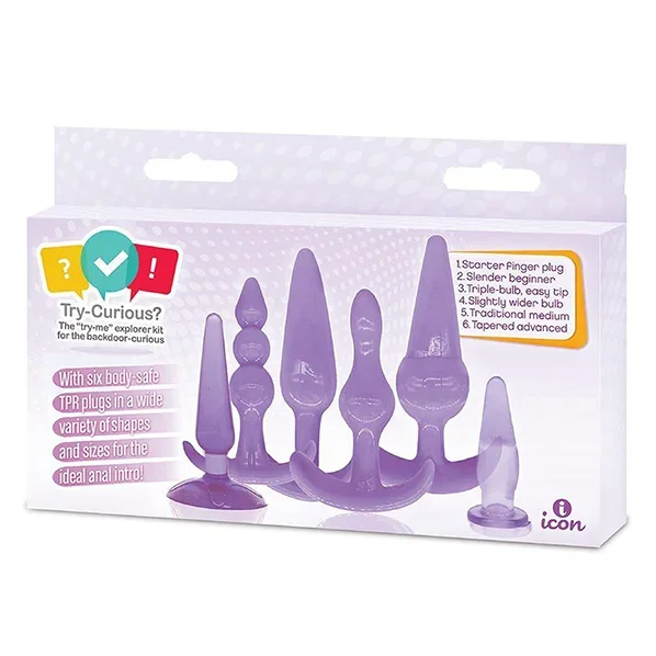 Icon Brands – Try Curious – Anal Plug Kit, Purple
