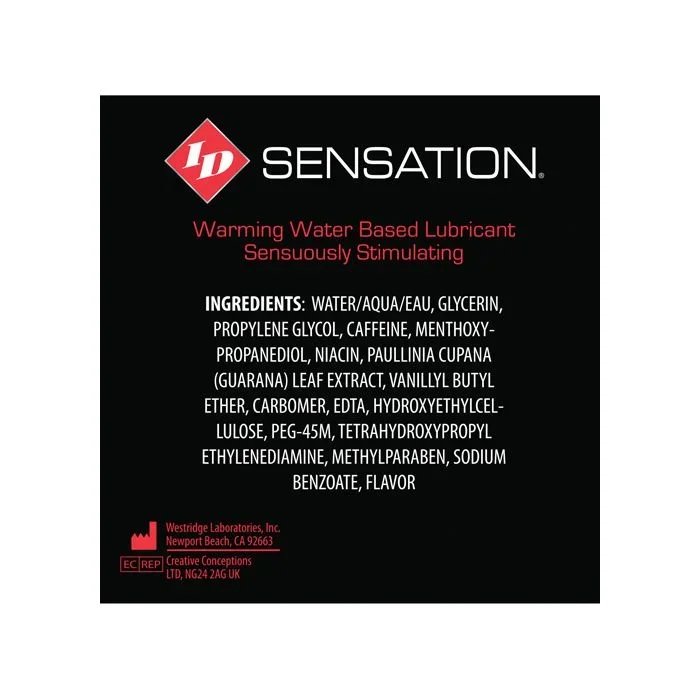 ID Sensation Waterbased Warming Lubricant – 1 oz Pocket Bottle
