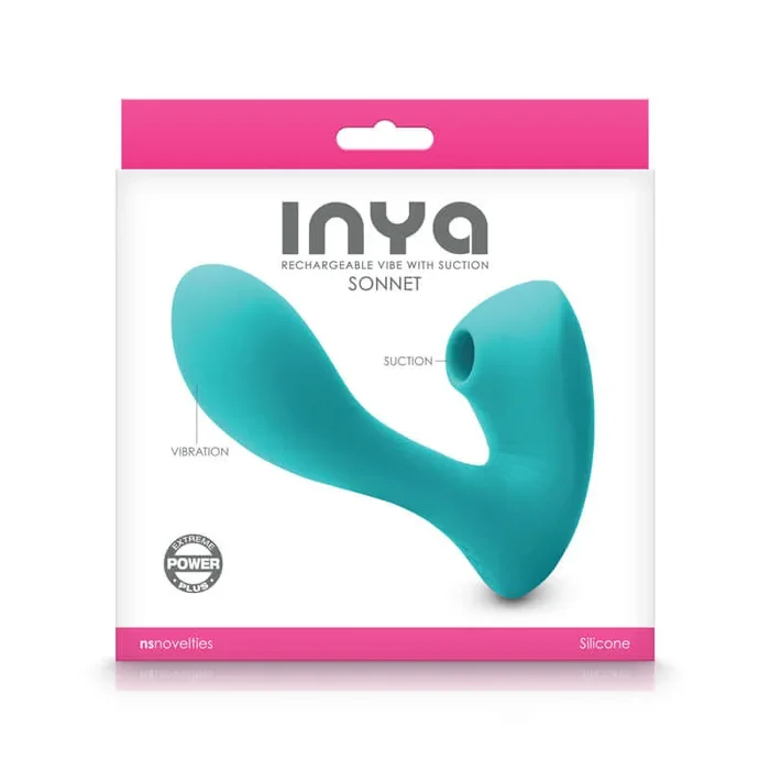 Inya Sonnet Silicone Rechargeable Vibrator with Clitoral Stimulation – Teal