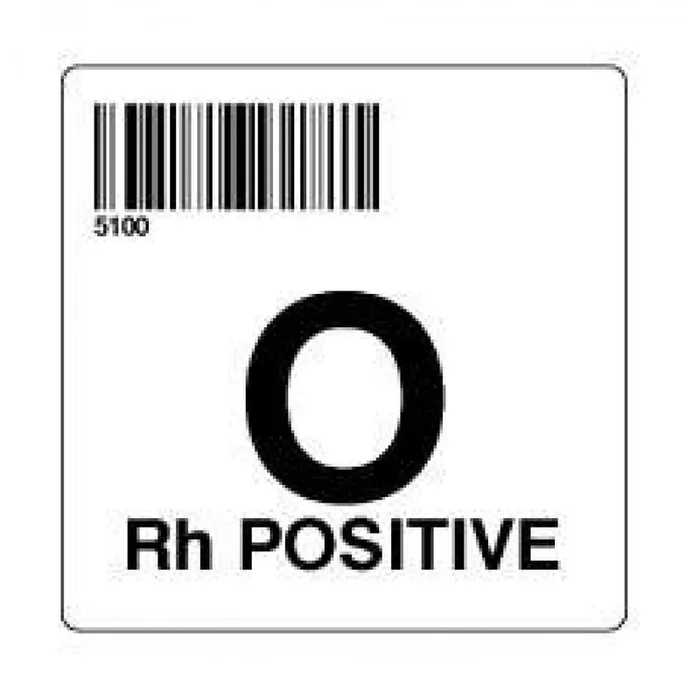 Isbt 128 Label (Synthetic, Permanent) “O Rh Positive” 2″ X 2″ White – 500 Per Roll