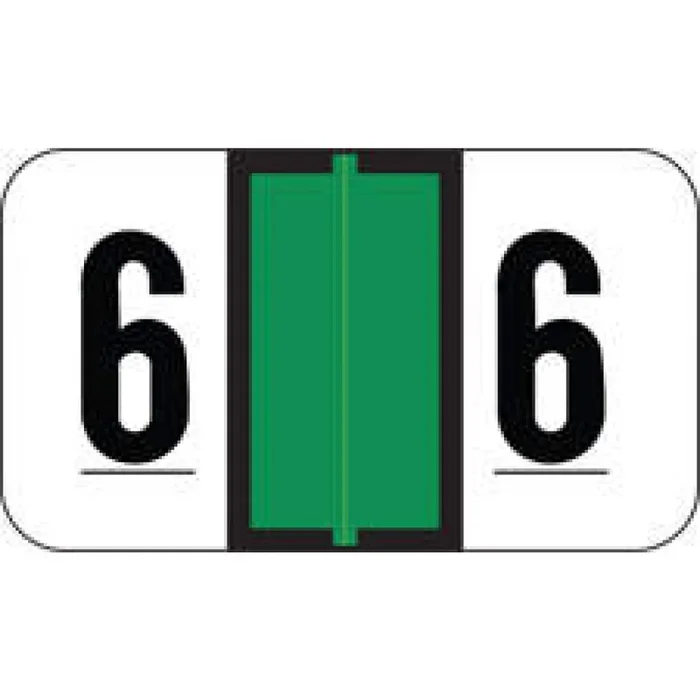 Jeter Compatible 7300 Color Code Label Numeric “6 6″ 1 5/8″ X 15/16” Light Green Permanent – 500 Per Roll