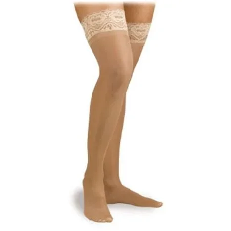 Jobst Activa Sheer Thigh High 8-15 Closed Toe With Lace Band Sun Bronze