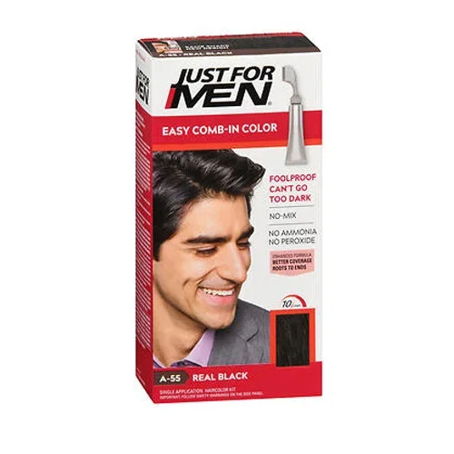 Just For Men, Comb-In Color A-55 Real Black, 1 Each