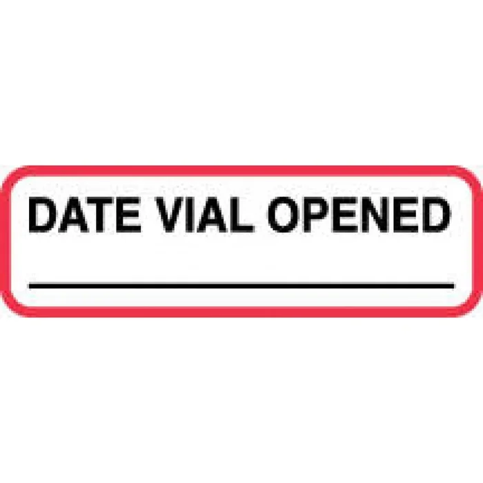 Label Paper Permanent Date Vial Opened 1 1/4″ X 3/8″ White With Red 1000 Per Roll