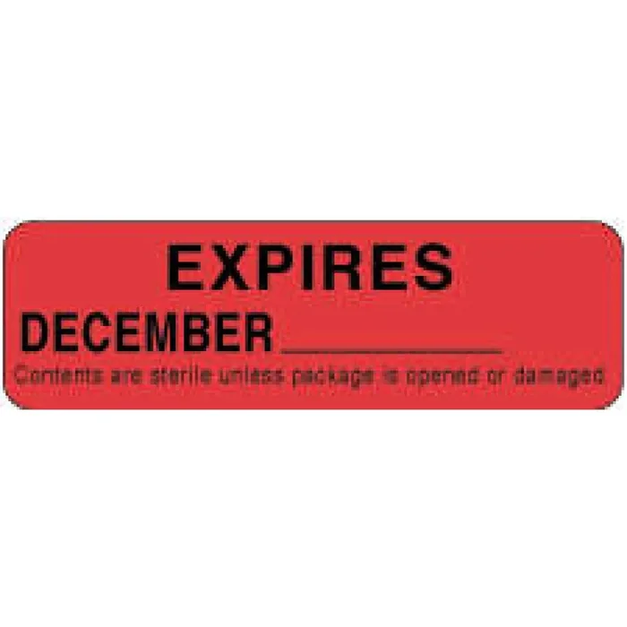 Label Paper Permanent Expires December 2 7/8″ X 7/8″ Red 1000 Per Roll