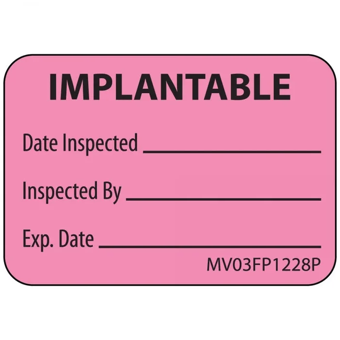 Label Paper Permanent Implantable Date 1″ Core 1 7/16″ X 1 Fl. Pink 666 Per Roll
