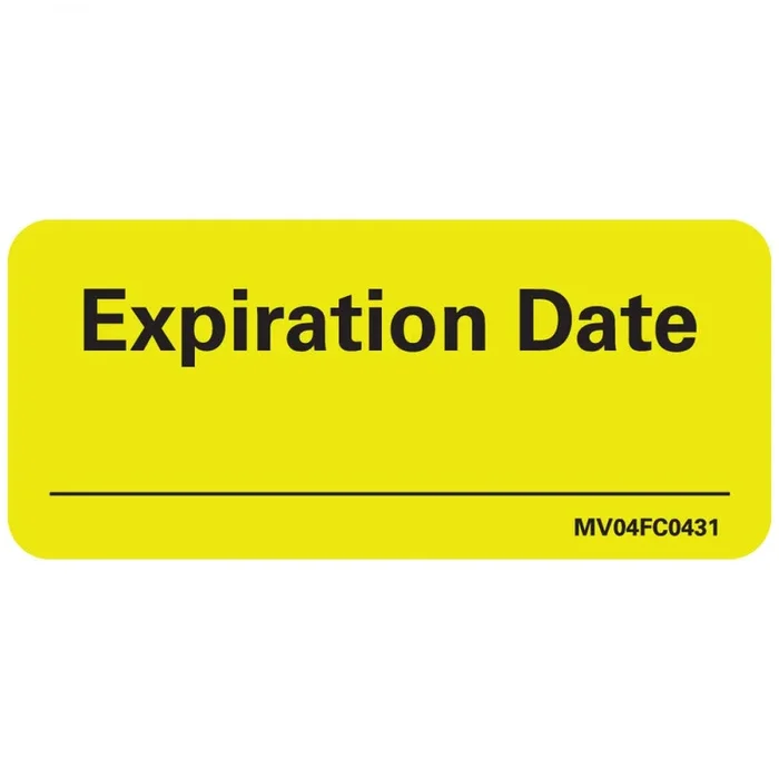 Label Paper Removable Expiration Date 1″ Core 2 1/4″ X 1 Fl. Chartreuse 420 Per Roll