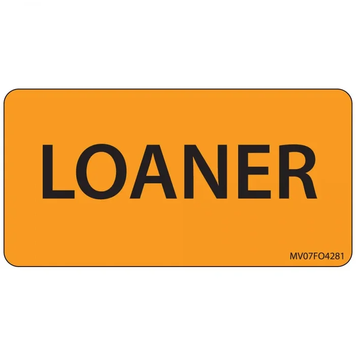 Label Paper Removable Loaner 1″ Core 2 15/16″ X 1 1/2″ Fl. Orange 333 Per Roll