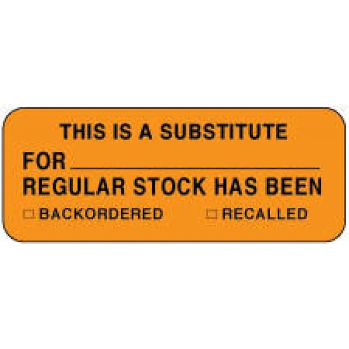 Label Paper Removable This Is A Substitute 2 1/4″ X 7/8″ Fl. Orange 1000 Per Roll