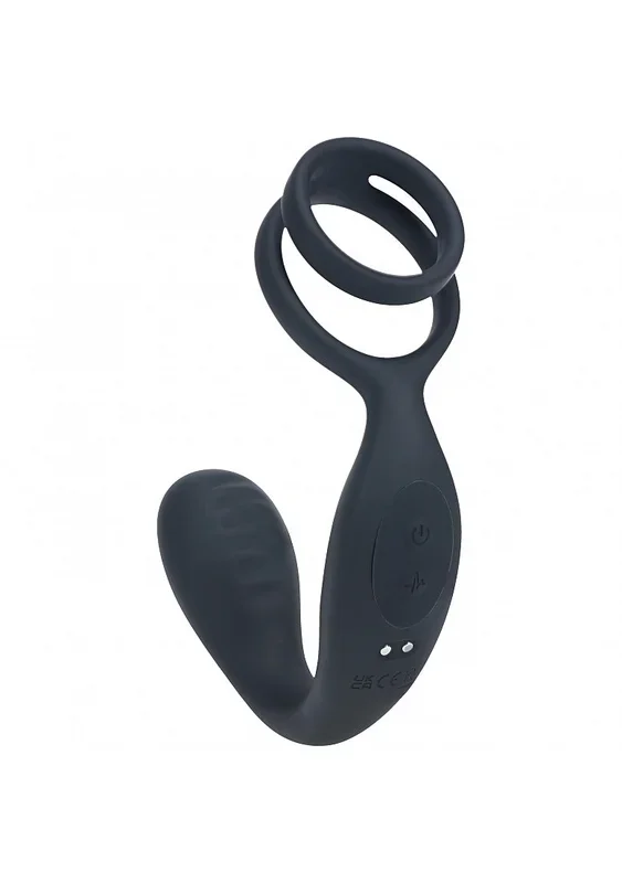 LEVELZ – Vibrating Silicone Prostate Stimulator with Cock & Ball Ring – Black